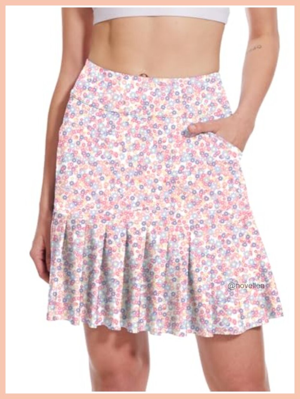 Golf Skort for Women Knee Length Ruffle High Waisted Athletic Skirt with